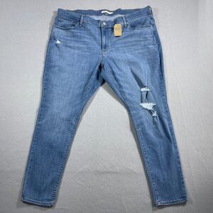 Levi's Jeans Womens 24W Plus 711 Skinny Denim Distressed‎ Mid Rise Dark Wash NWT